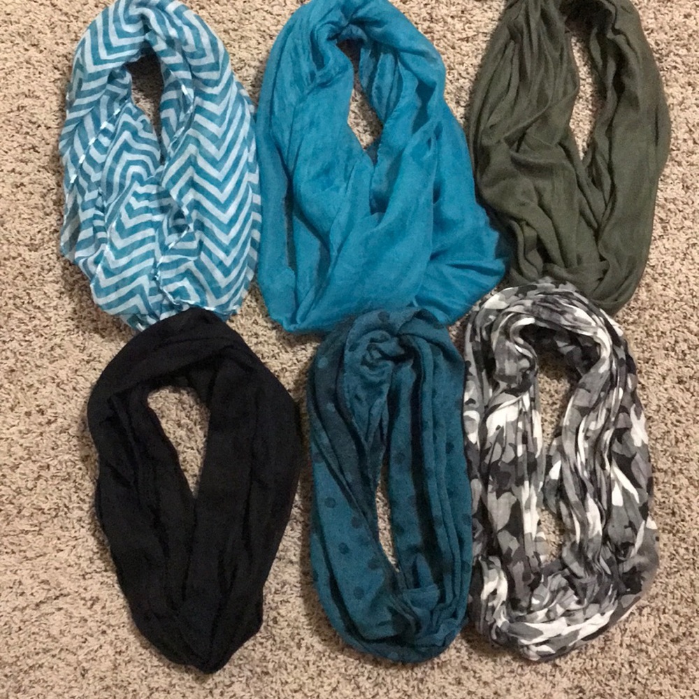 Assorted infinity scarves